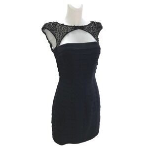 Sherri Hill | Dresses | Sherri Hill 3249 Bandage Cocktail Dress Beaded  Sheer Black 6 | Poshmark